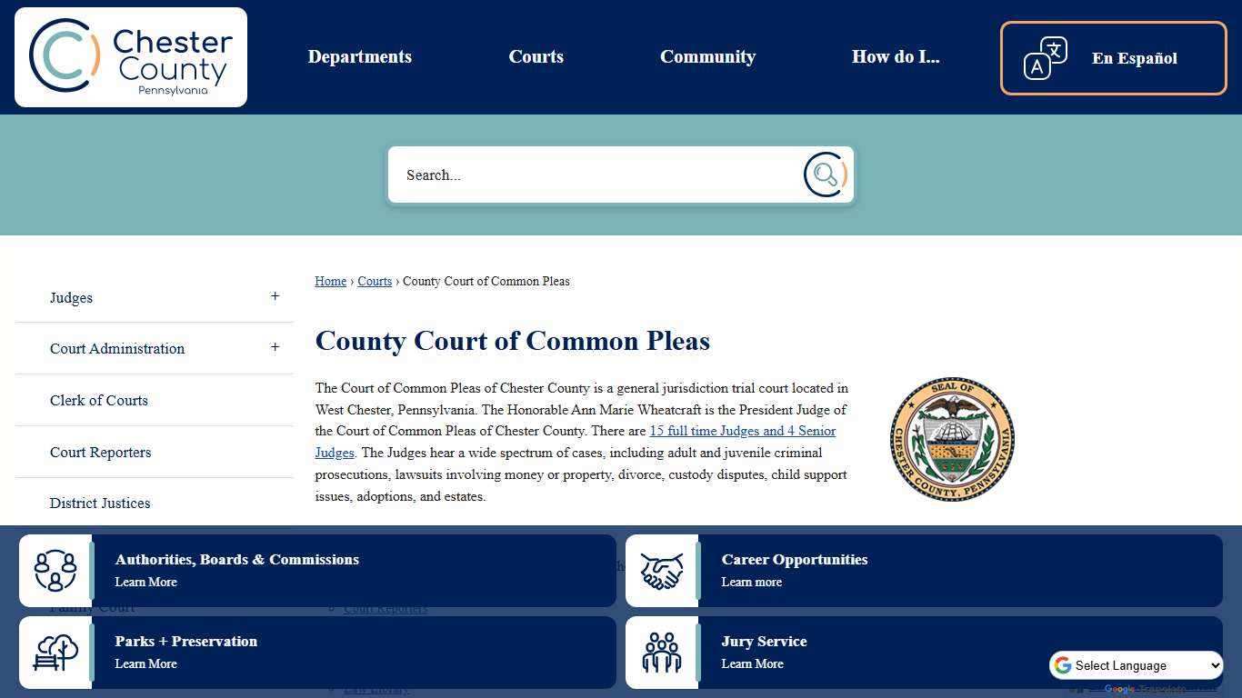 County Court of Common Pleas | Chester County, PA - Official Website
